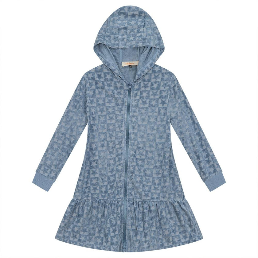 Checkered Floral Star Terry Robe