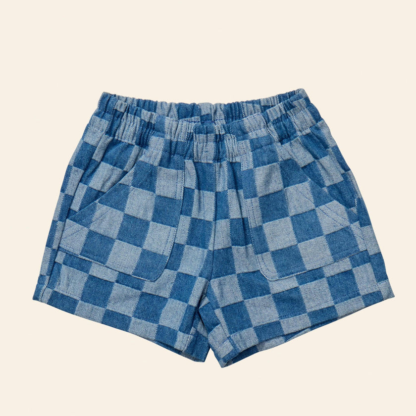 Check Denim Shorts