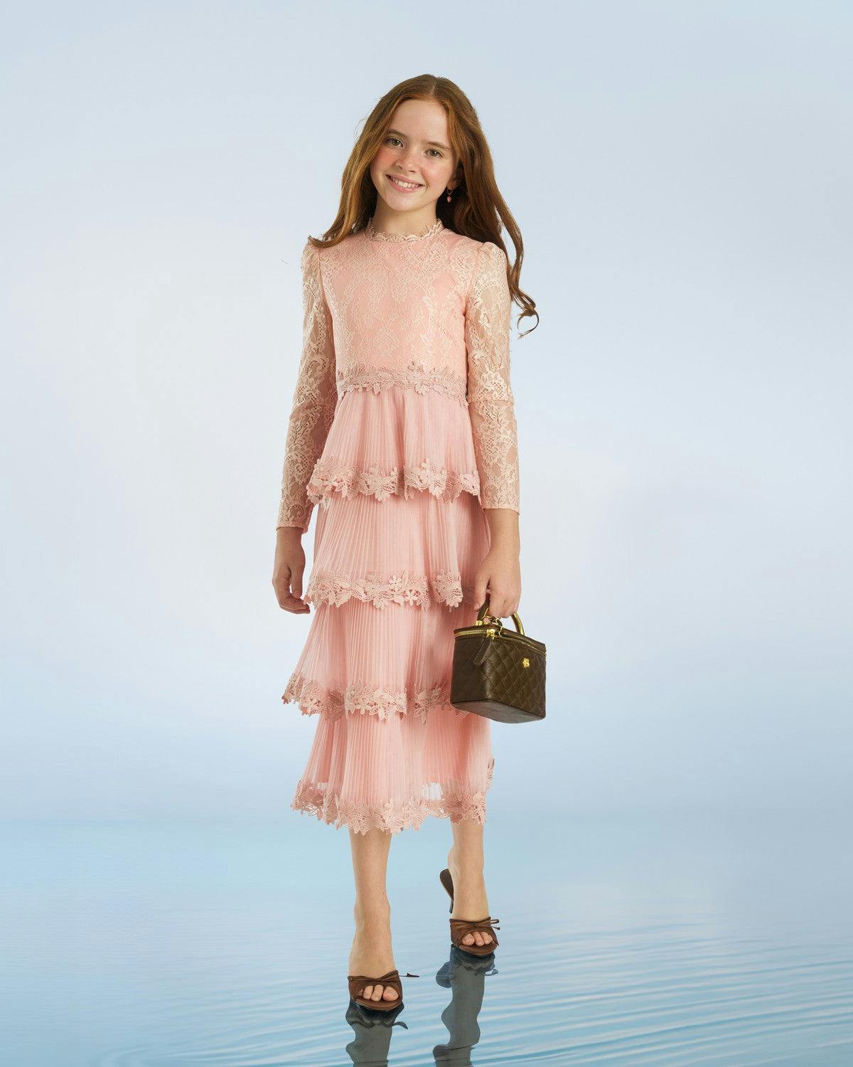 Peggy Lace Midi Dress, Pink