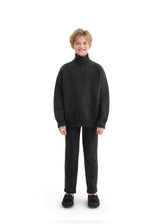 Black Button-Up Ribbed Sweater