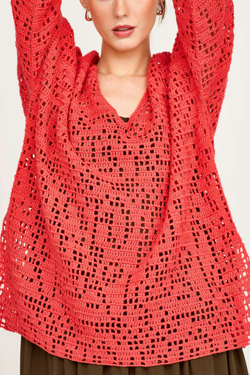 Madrid Hand Crochet Tunic in Chili