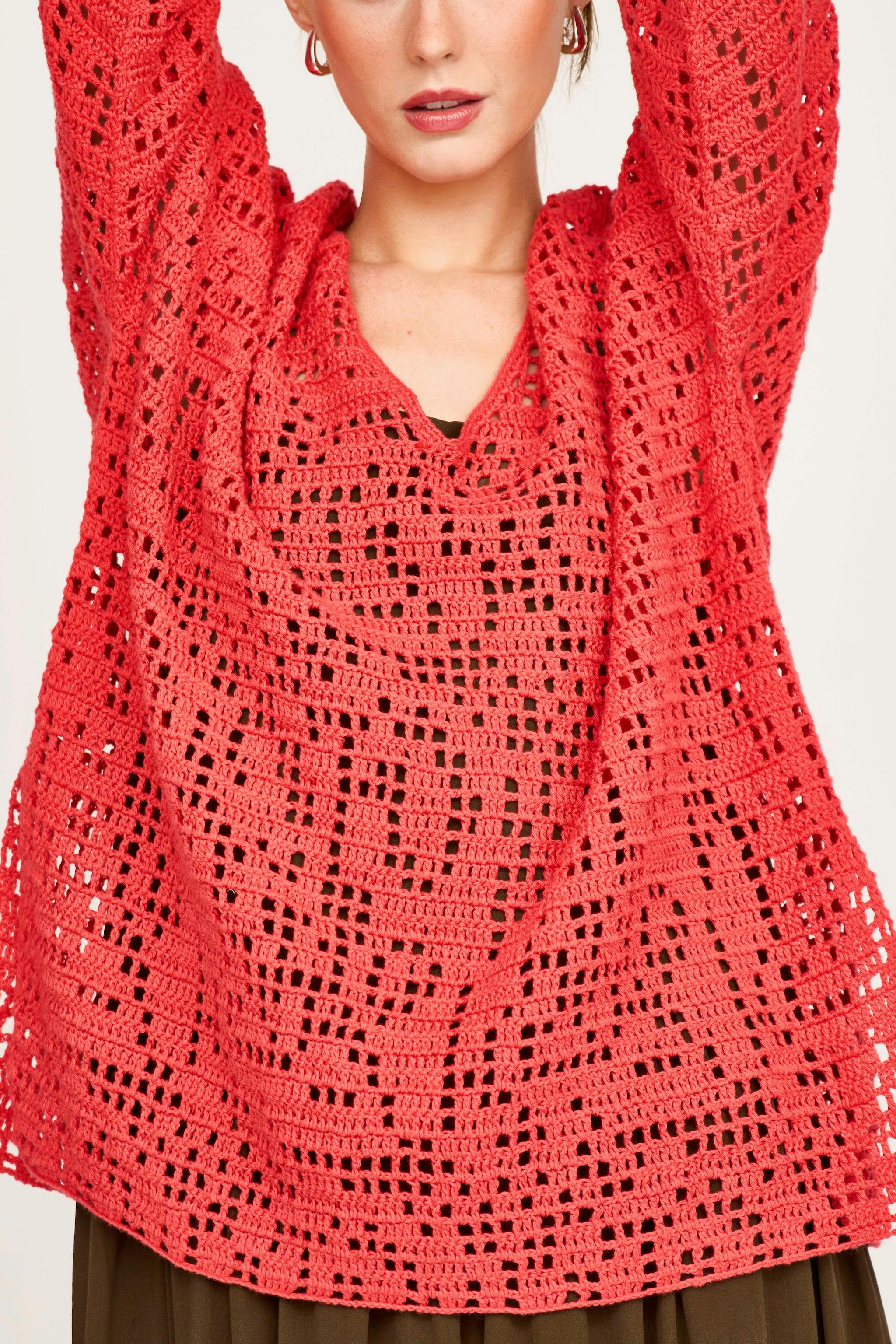 Madrid Hand Crochet Tunic in Chili