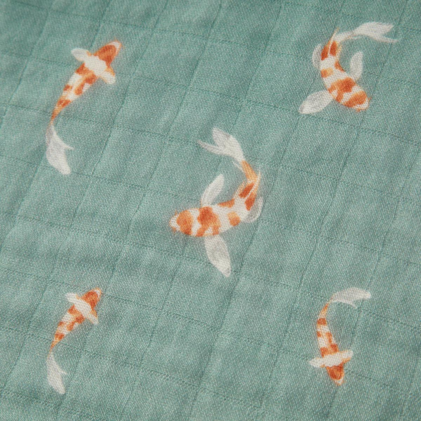 Swimming Koi Organic Cotton Two-Piece Burp Cloth Set