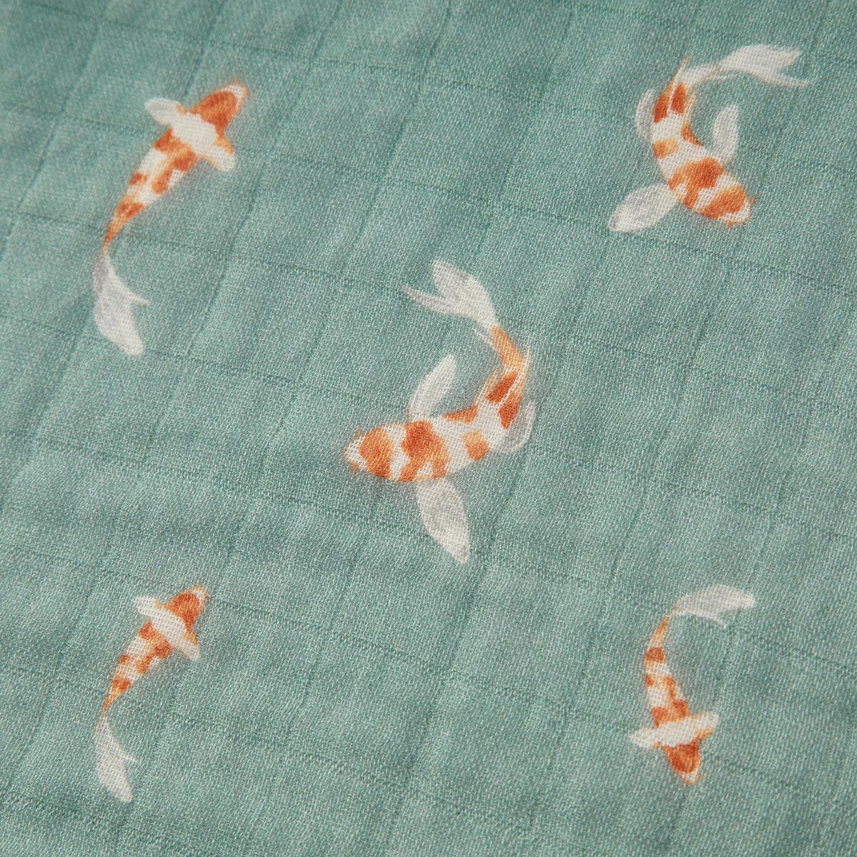 Swimming Koi Organic Cotton Two-Piece Burp Cloth Set