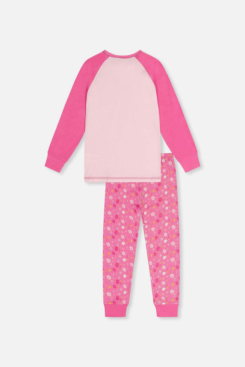 Organic Cotton Two Piece Pajama Set Pink Hanukkah Print