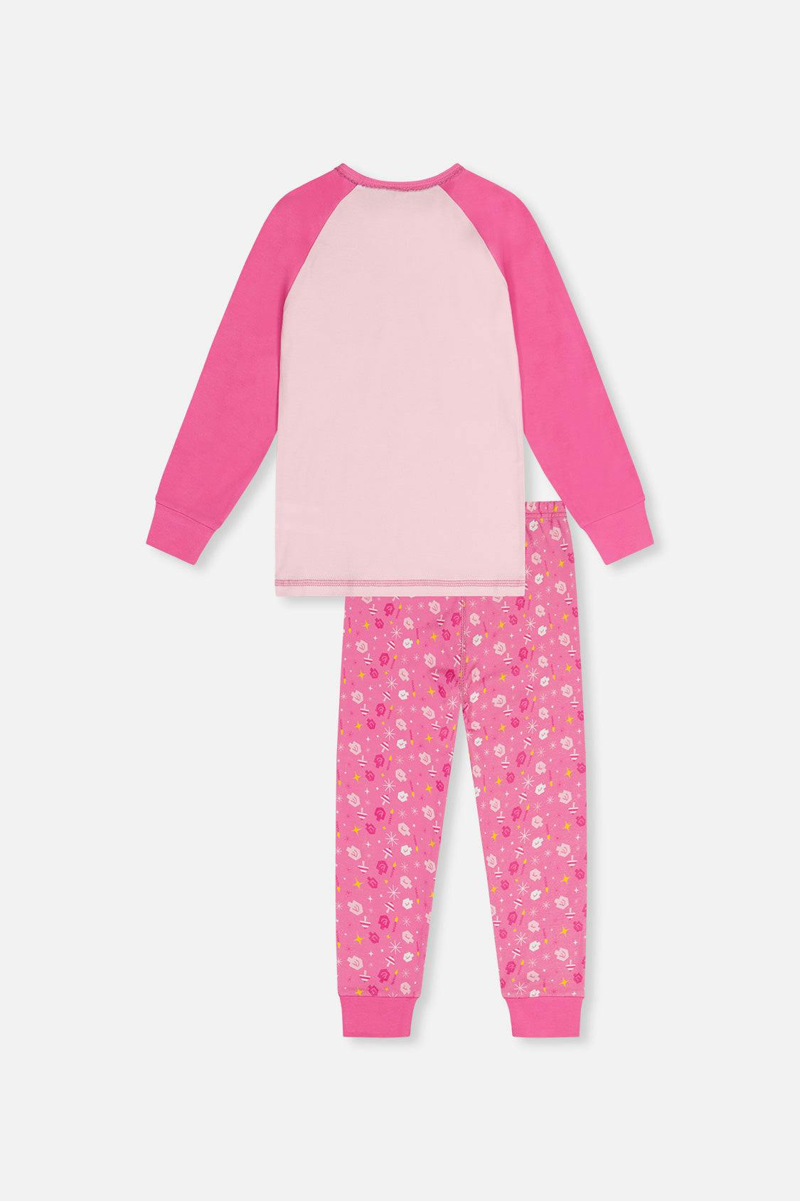 Organic Cotton Two Piece Pajama Set Pink Hanukkah Print
