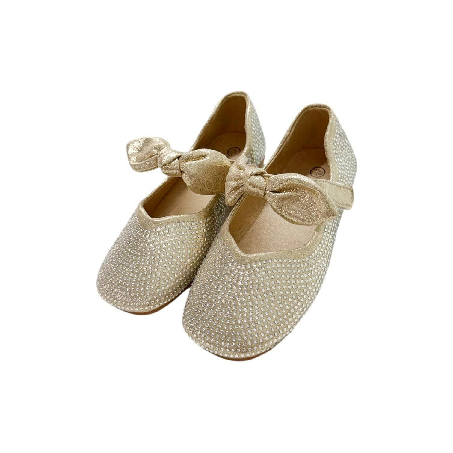 Gold Crystal Bow Ballet Flat