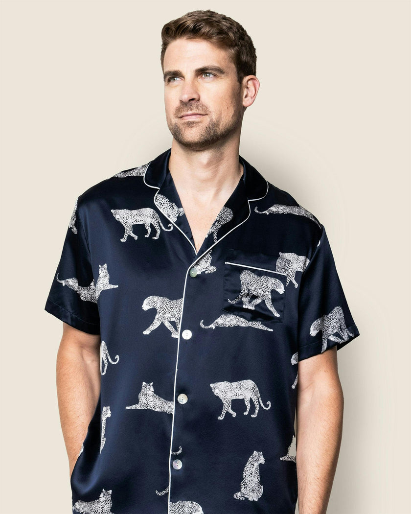 Men's Silk Short Set in Panthère de Nuit