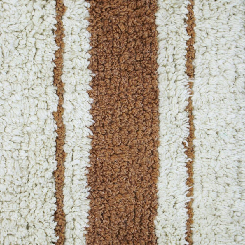 Gastro Classic Striped Tea Cloth-Inspired Washable Rug. Brown