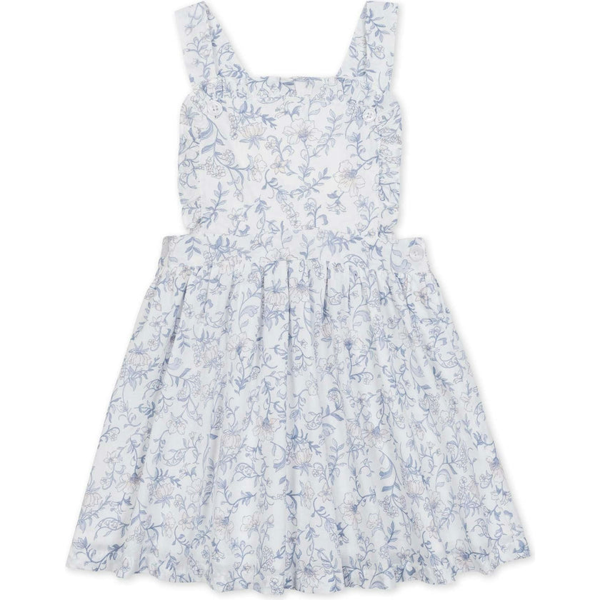 Organic Ruffle Edge Apron Dress, White