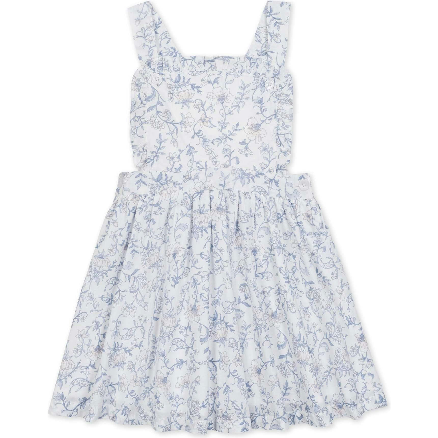 Organic Ruffle Edge Apron Dress, White