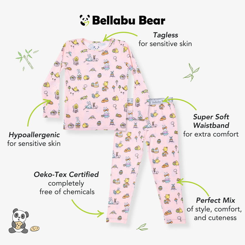 Easter Bunny Pink Bamboo Kids Pajamas
