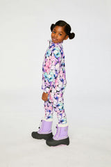Two Piece Thermal Underwear Purple Floral Print