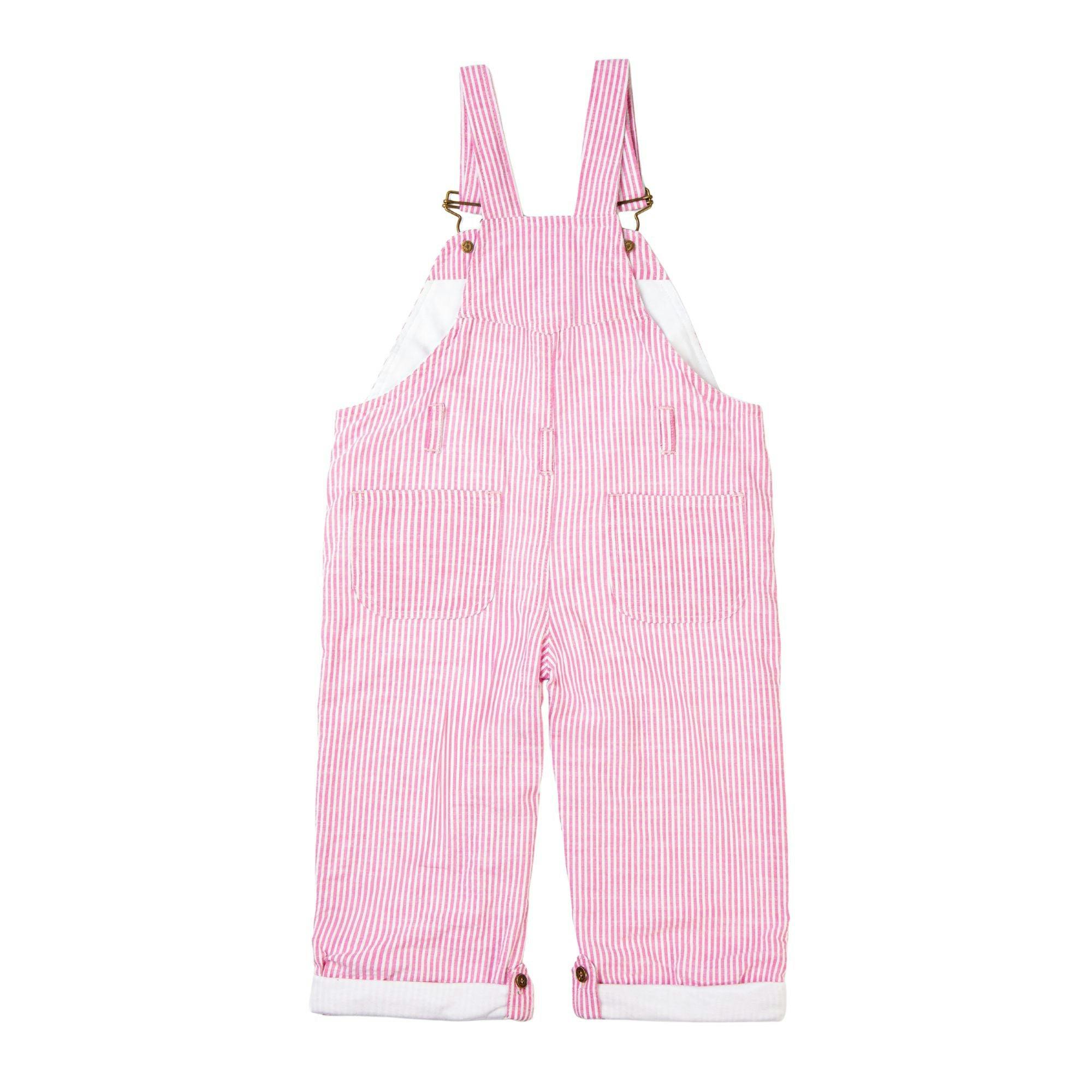 Fuchsia Seersucker Overalls