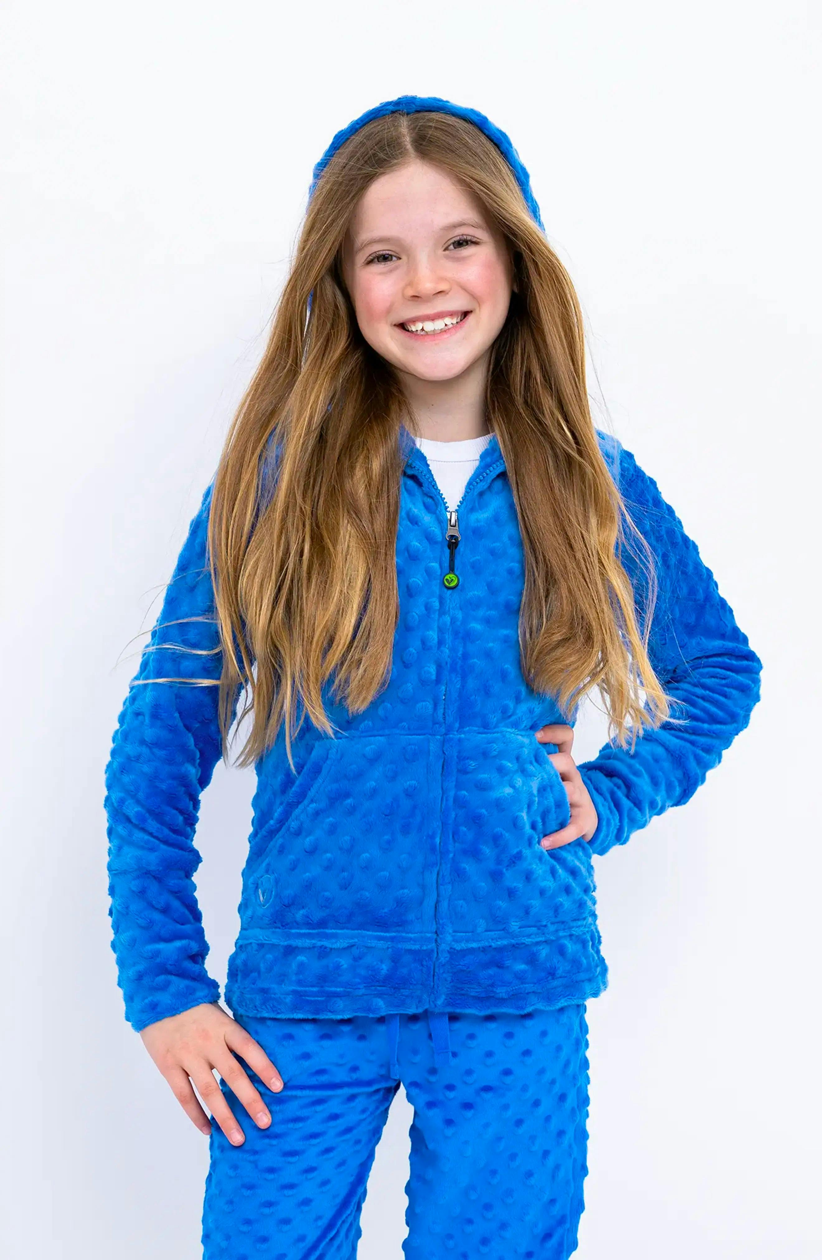 Minky Bubble Zip Hoodie - Blue
