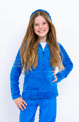 Minky Bubble Zip Hoodie - Blue