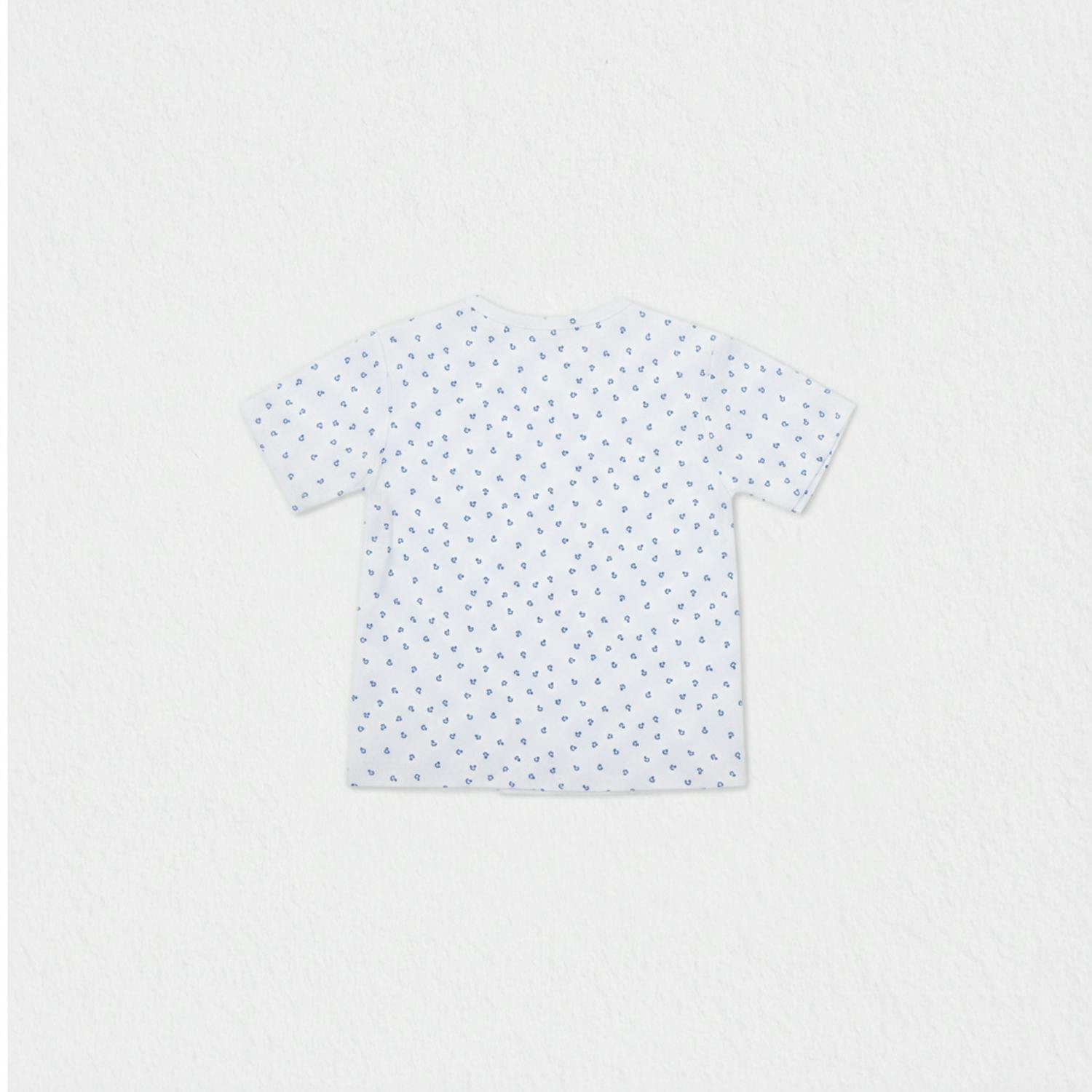 Alfred Baby T-shirt Short Sleeve, White Blue Anchor