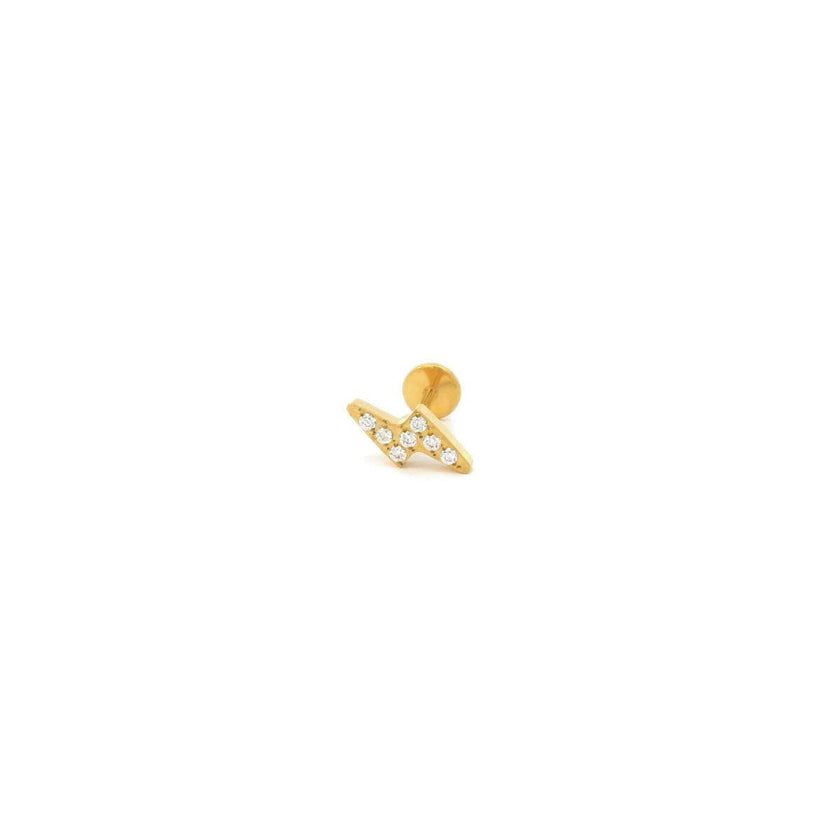 Lightning Bolt Crystal Titanium Flat Back Stud Earring