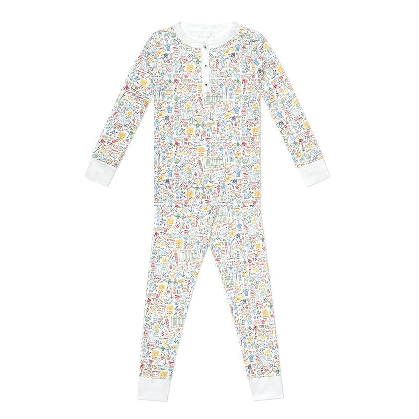 Football Two Piece Kids Henley Pajamas