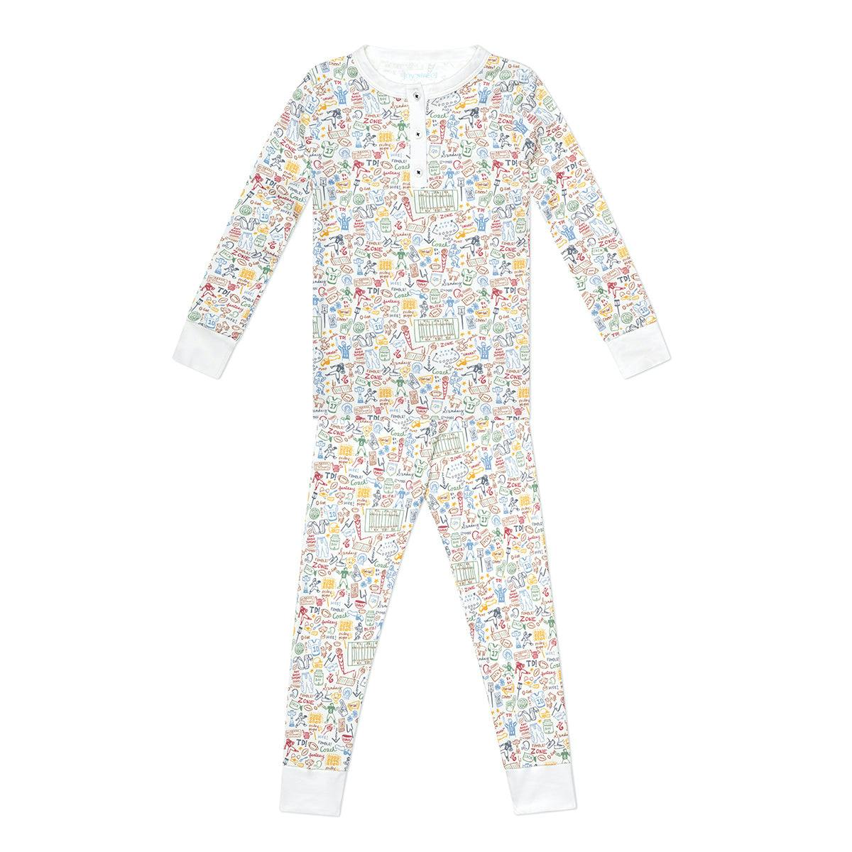 Football Two Piece Kids Henley Pajamas