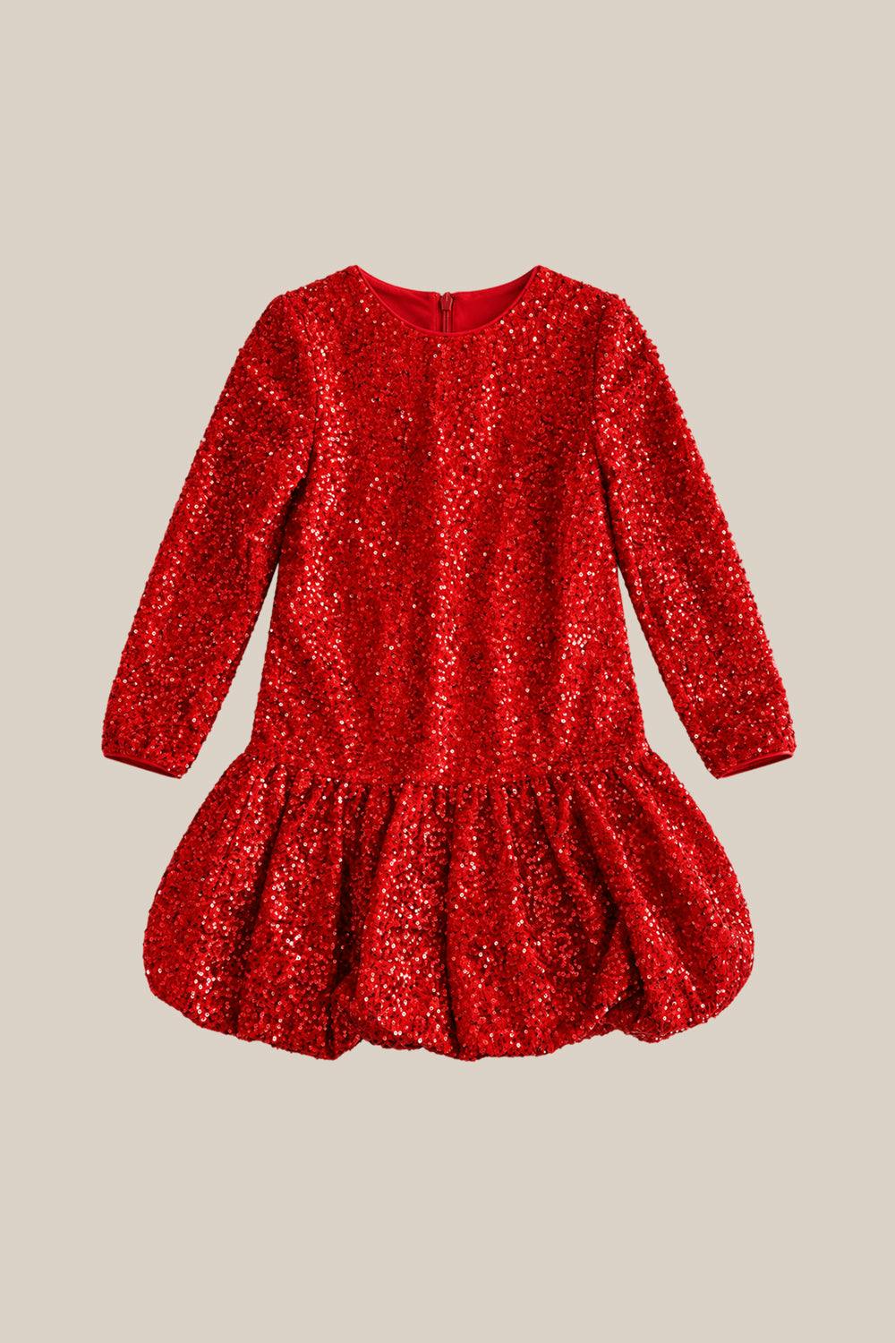 Mini Luminaria Dress in Poinsettia Sequin