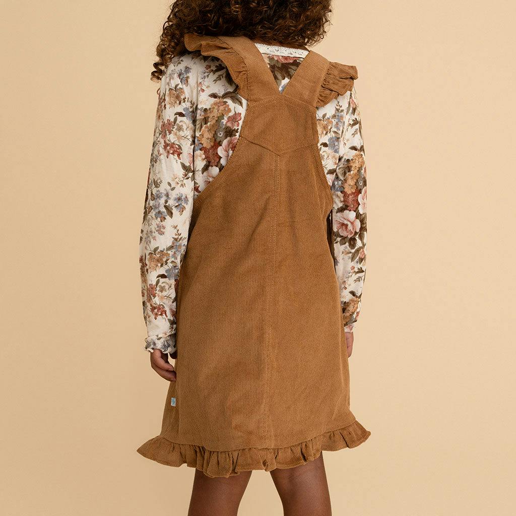 Camel Cotton Corduroy Overall Dress