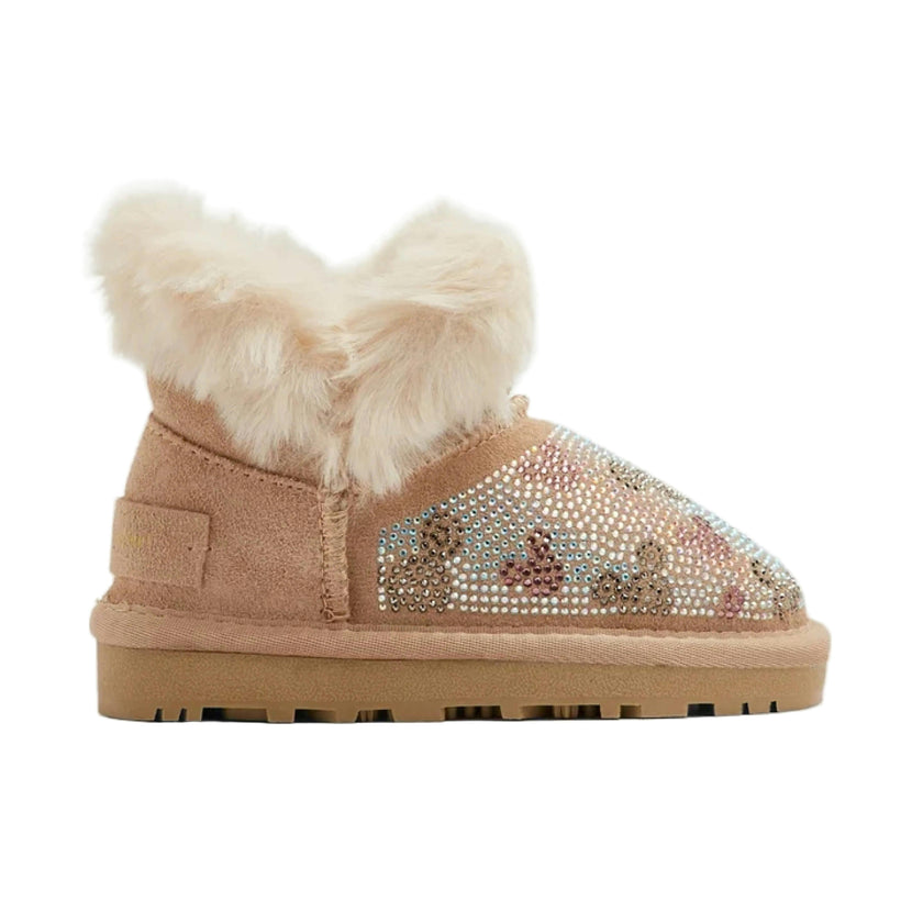 Beige Microstud Mickey Winter Boots