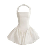 White Ladera Halter Flared Dress