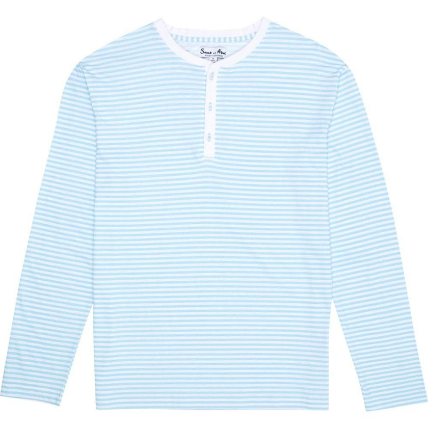 Men's Sky Blue Jersey Henley - Organic Stretch Cotton