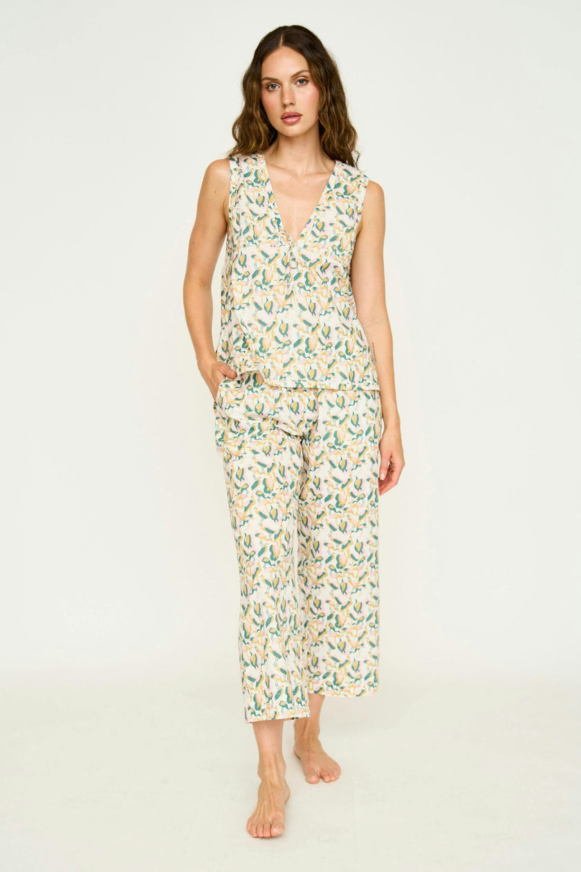 Pajama Pant & Camisole Set in Garden Bird