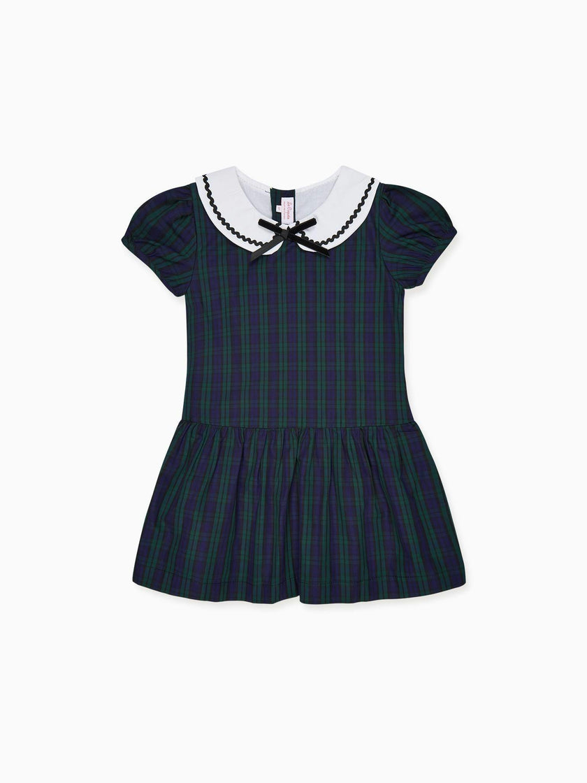 Navy Check Xana Girl Drop Waist Dress