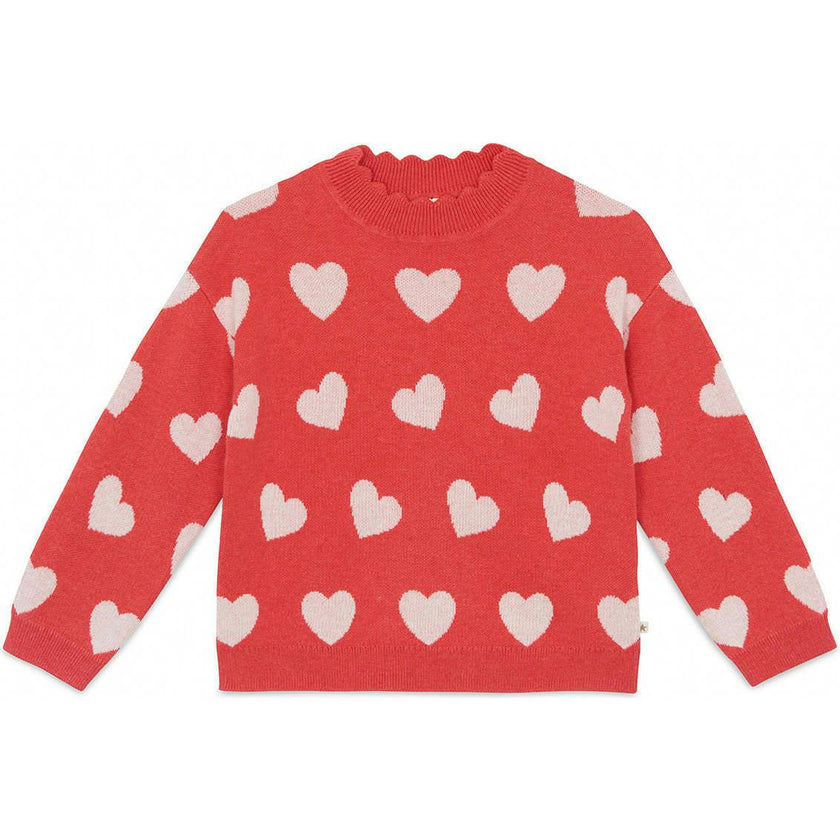 BONTON Mila Heart Sweater - Rose Faroe