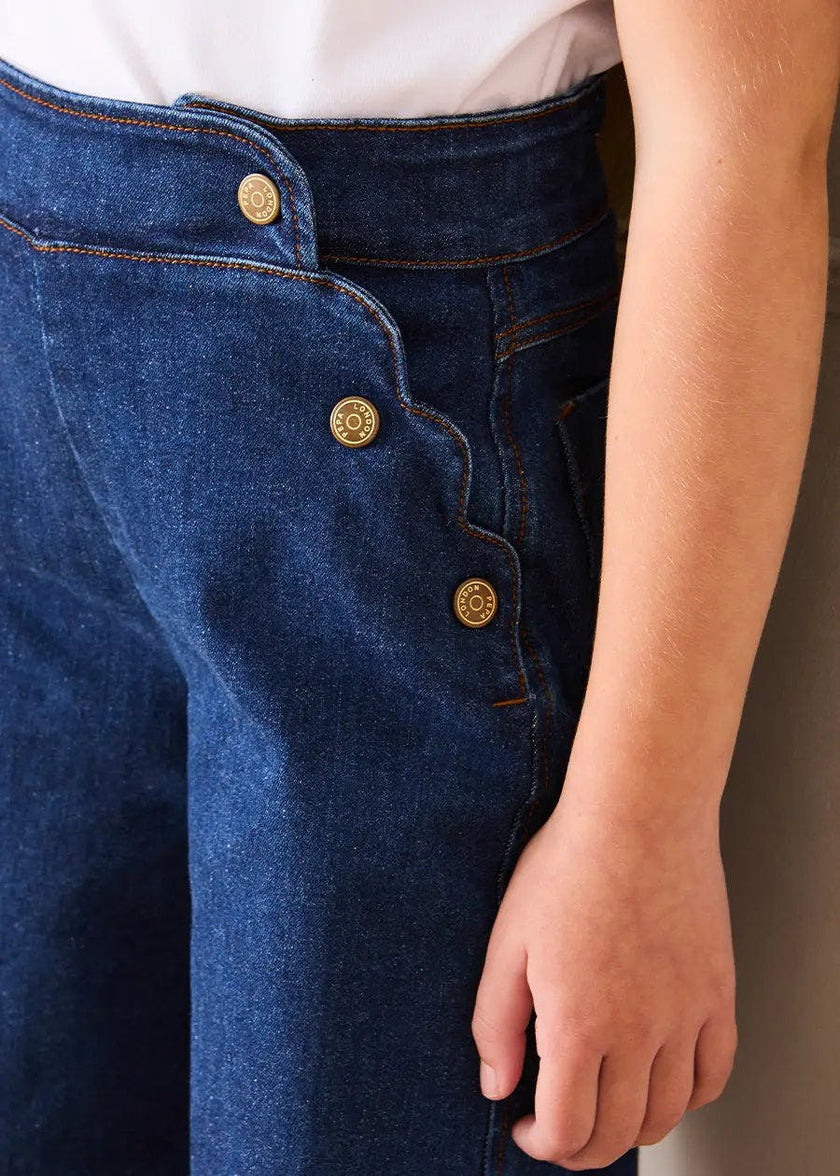 Scallop Detail Wide Leg Jeans in Blue Denim (2-12yrs)