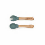 Silicone & Wooden Spoon & Spork Set