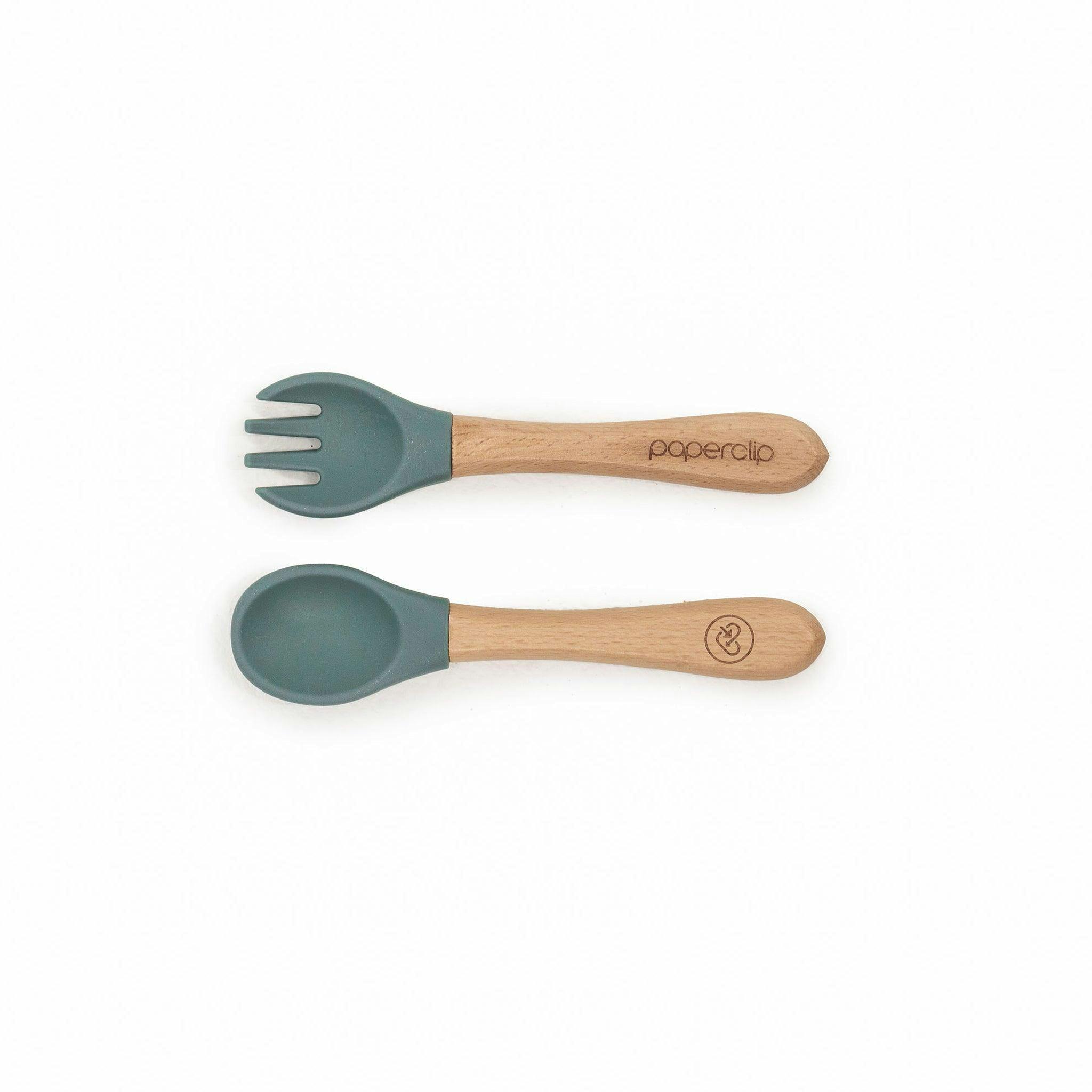 Silicone & Wooden Spoon & Spork Set