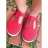 Canvas T-Strap in Coral