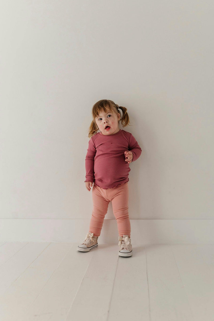 Girls Lettuce Hem Tee in Mesa Rose