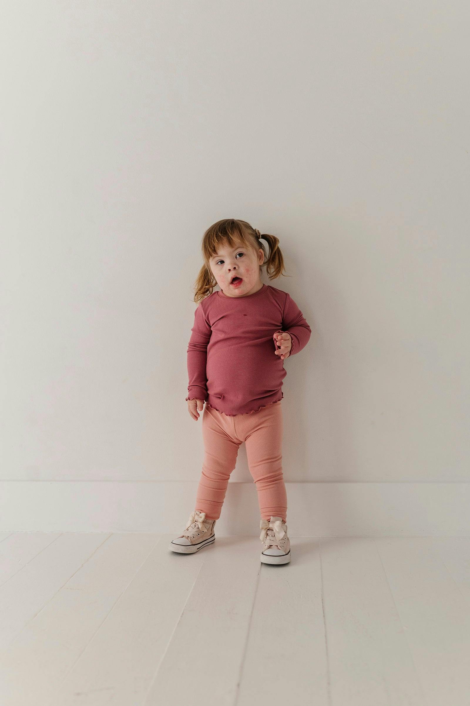 Girls Lettuce Hem Tee in Mesa Rose