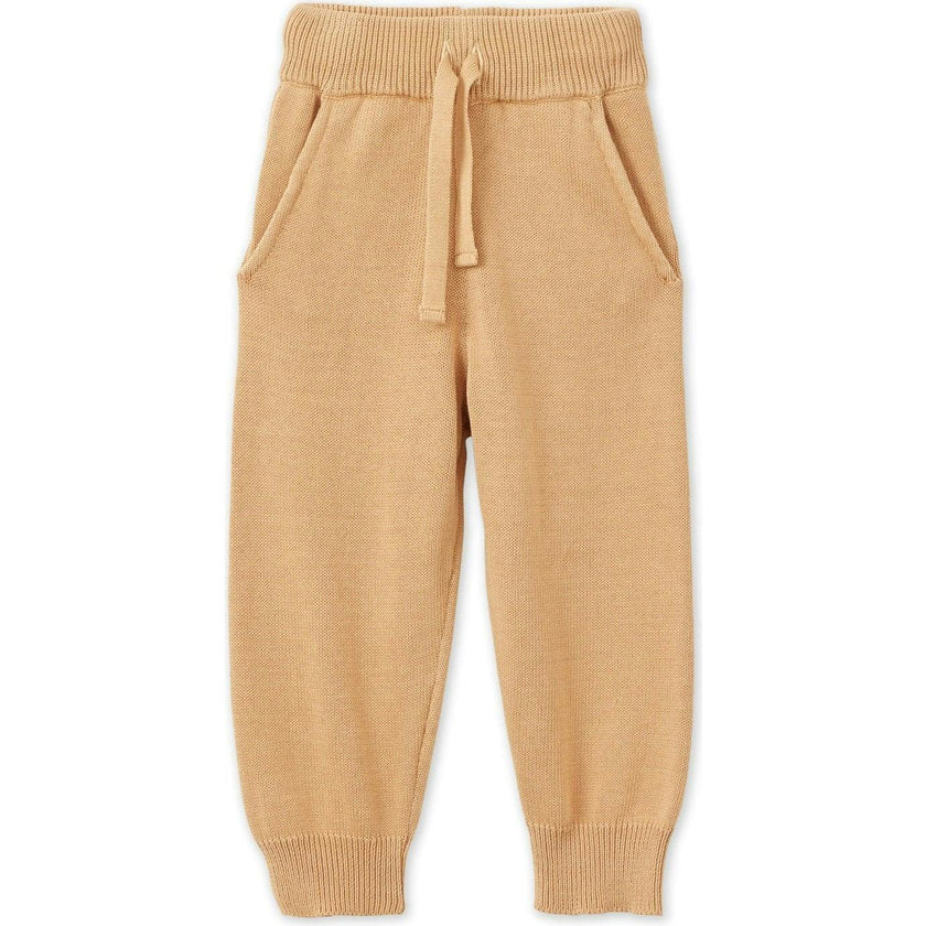 Organic Cotton Knit Joggers, Tan