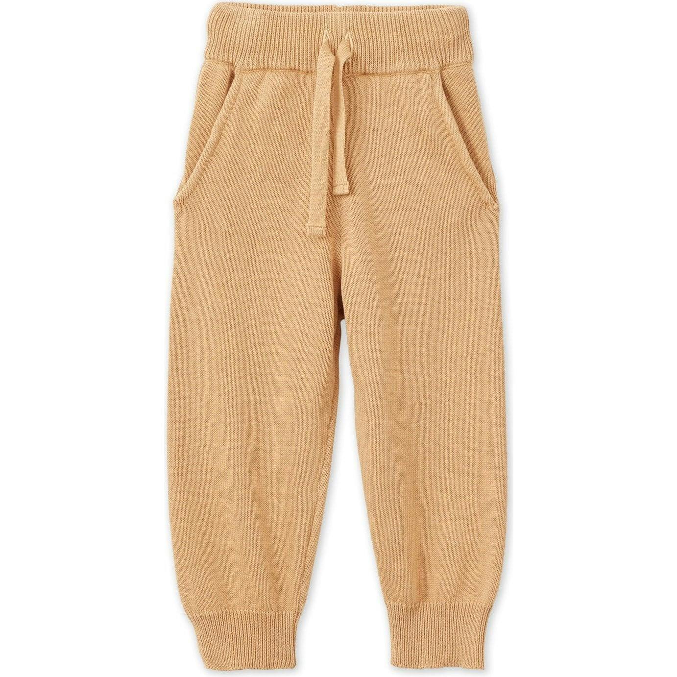 Organic Cotton Knit Joggers, Tan