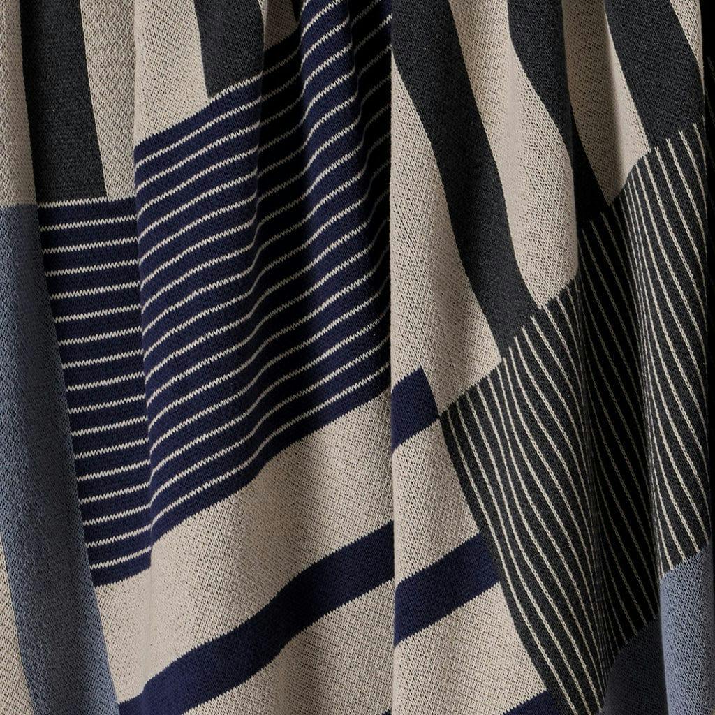 Cotton Sustainable Knit Plaid Throw Blanket - Equestrian Stable Stripe