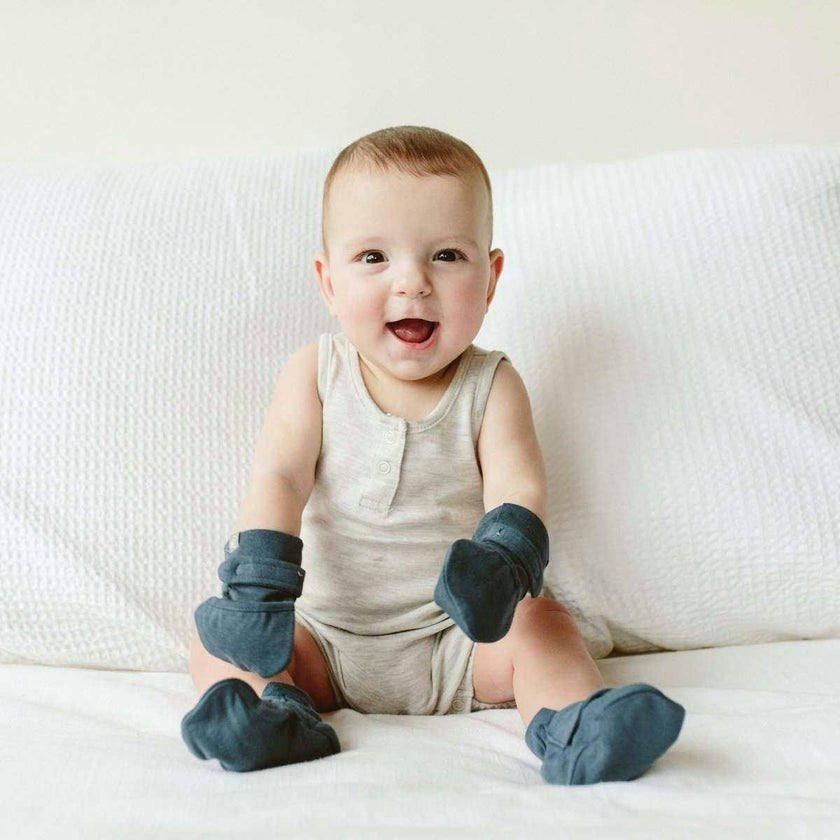 STAY ON BOOTS | MIDNIGHT — Bamboo Organic Cotton Blend, 0–12M
