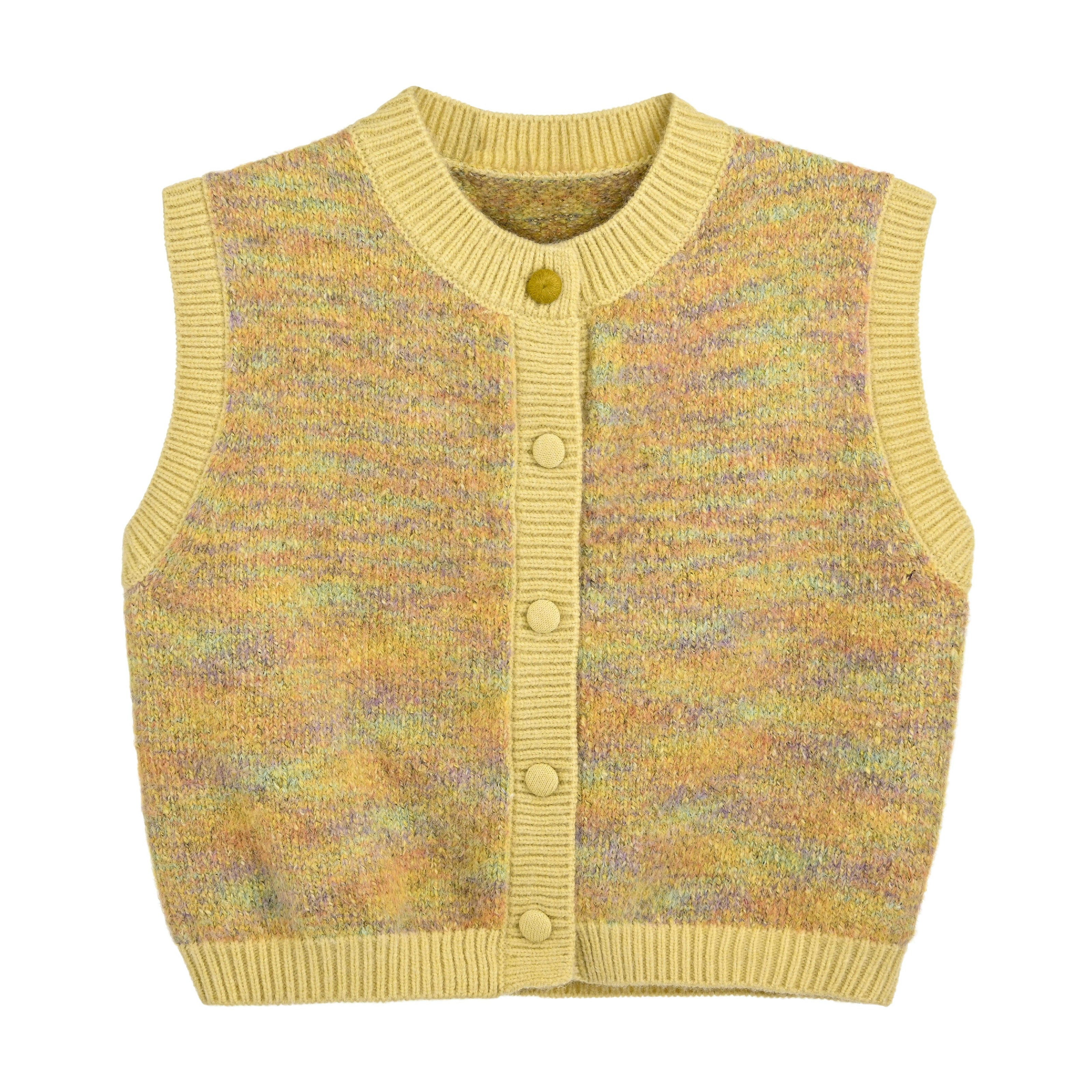 Yellow Multicolor Knit Vest