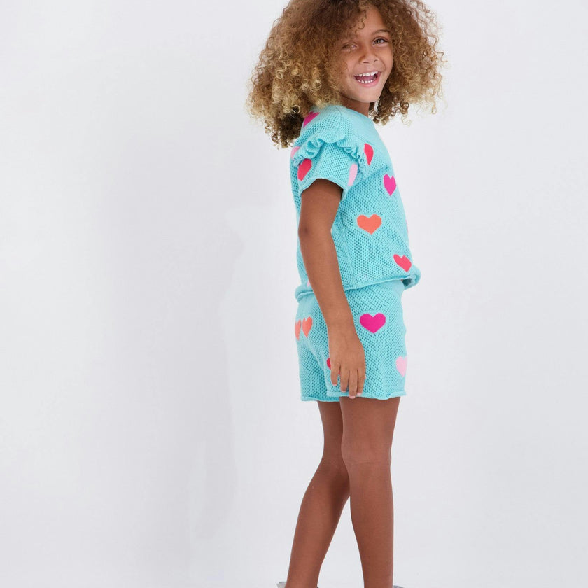 Girls Heart Crochet Set | Aqua Hearts