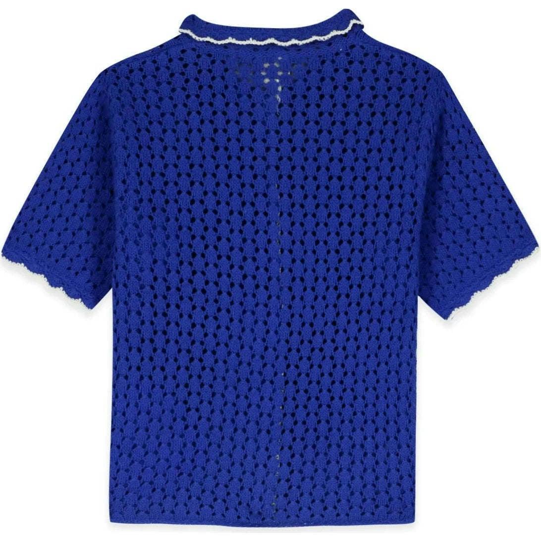 BONTON Crochet Lanza Cardigan - Coastal Blue