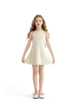 Cream Rosette Ribbon-Back Dress