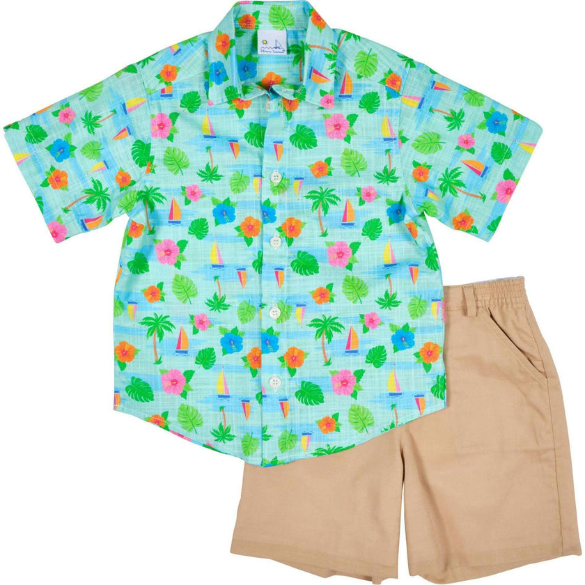 Printed Linen-Look Camp Shirt