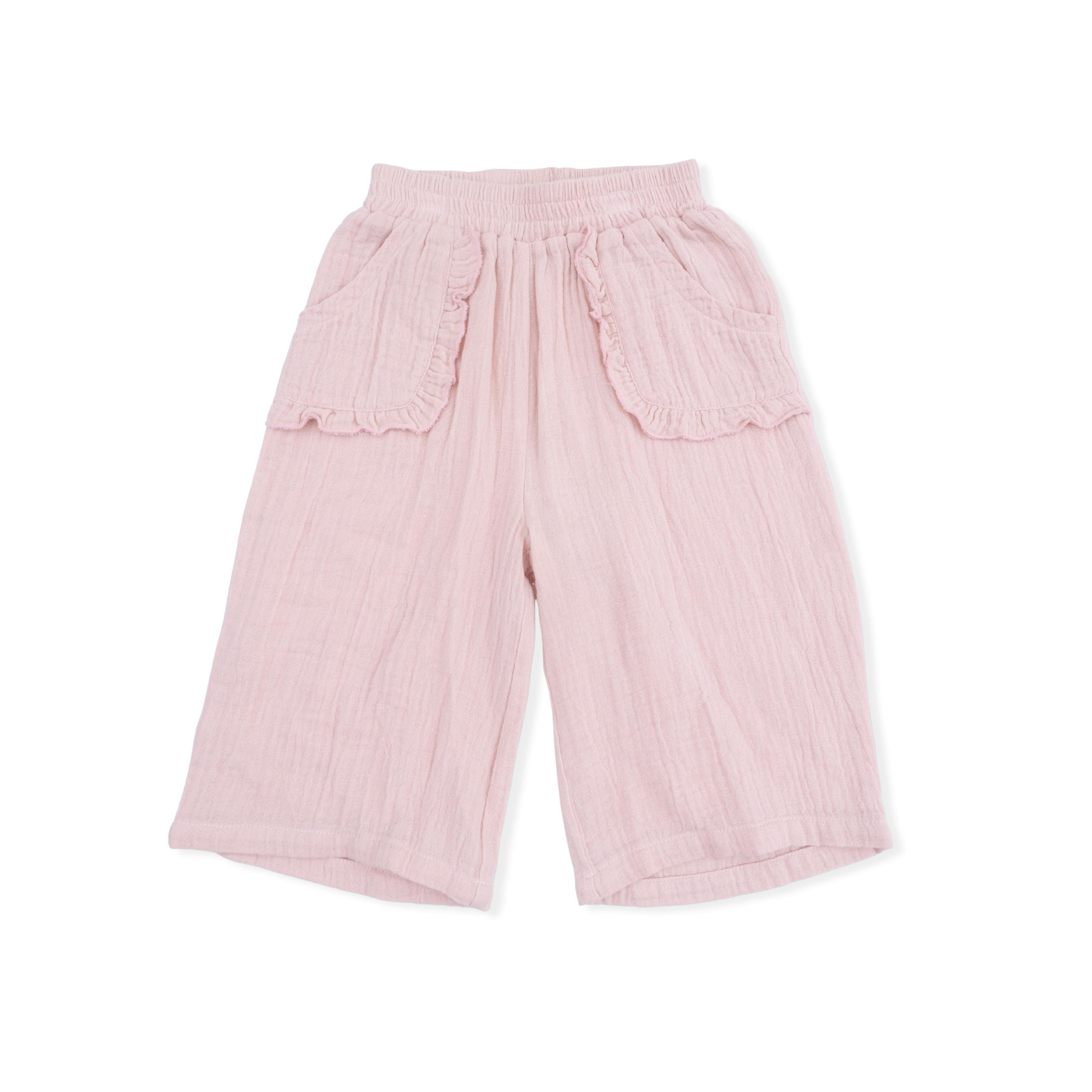 Solid Muslin Lotus - Wide Leg Pant with Ruffle Pocket