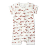 Organic Short Zip Romper - Cars