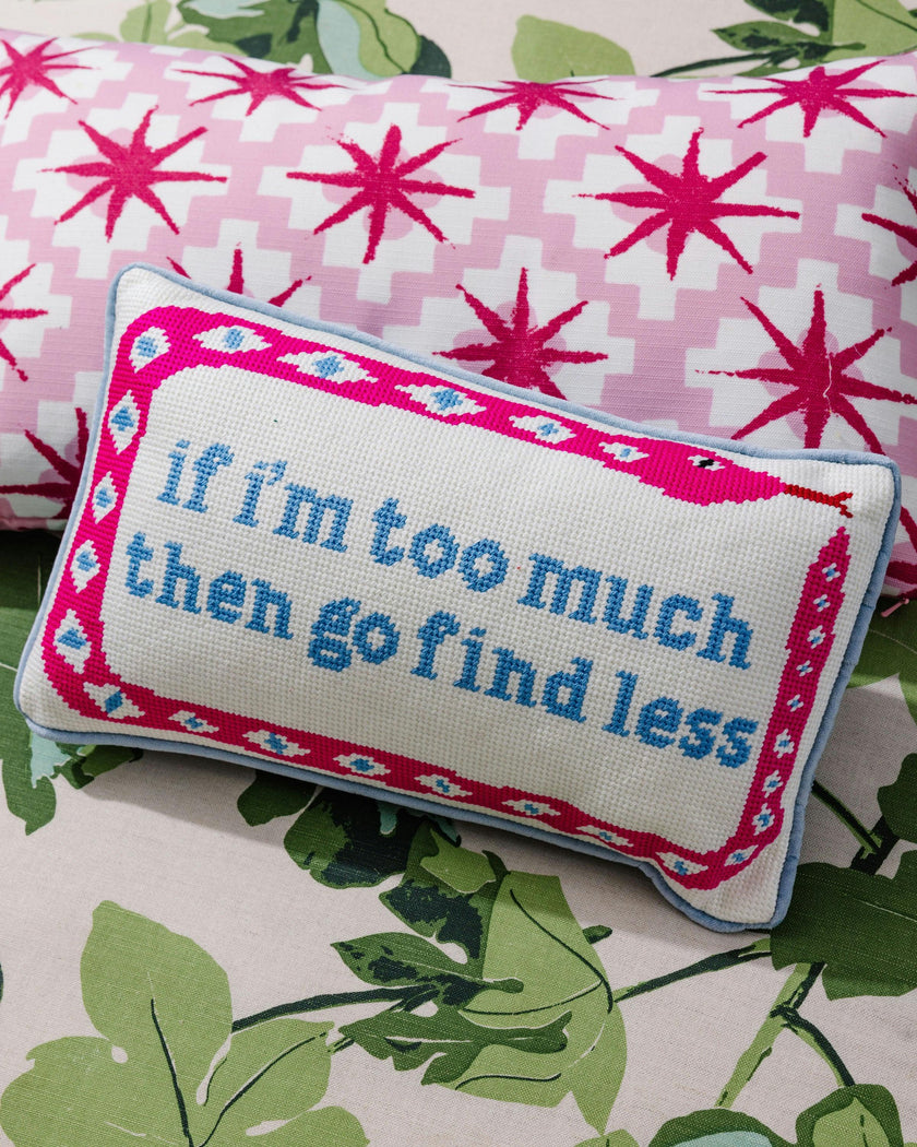 Go Find Less Needlepoint Pillow